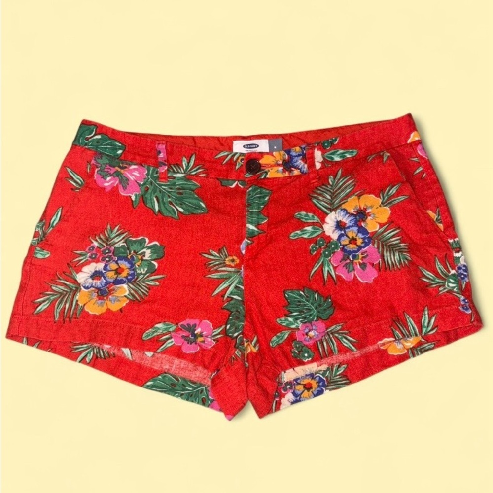Old Navy Red Tropical Floral Women's Shorts